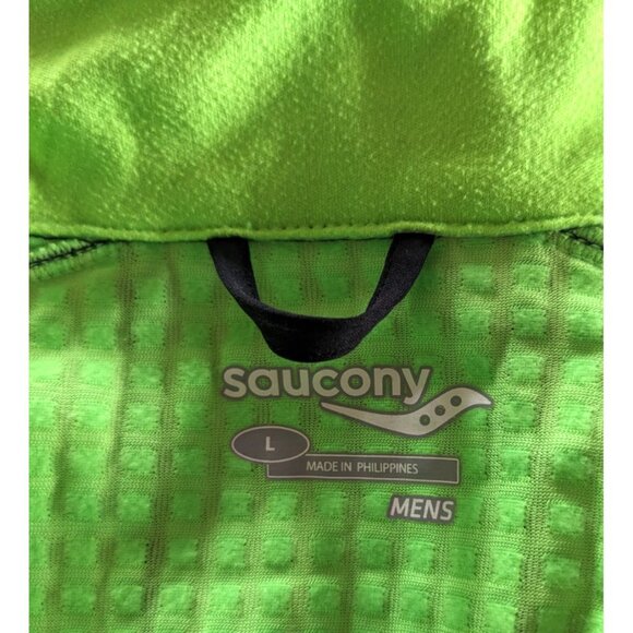 Saucony Men's Jacket Black Full Zip Flex Shell Run Shield Windbreaker Hologram L - Picture 9 of 12